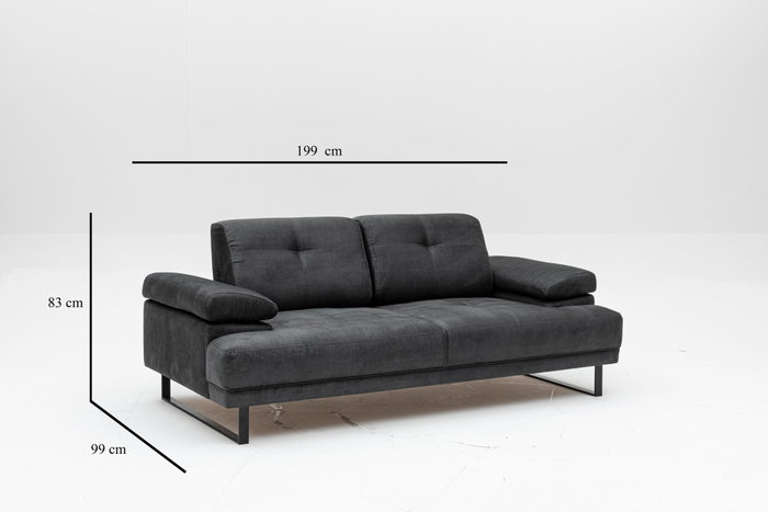 Atelier Del Sofa Sofá Cama 2 Plazas Anthracite 199x99x83 cm Comodidad Estilo Funcionalidad